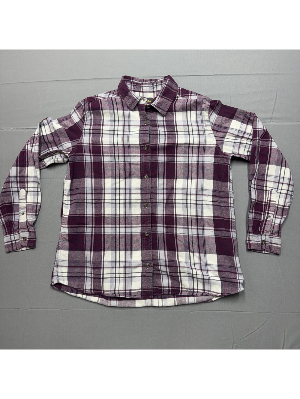 Cabela's Womens Flannel Button Up Shirt Cotton Plaid XL Purple Gorpcore Cabin